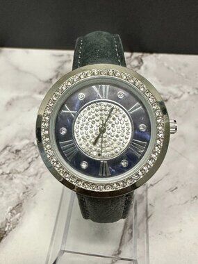 3/$30 Genevex by Croton Watch Women Silver Tone Blue Dial Grey Band working
